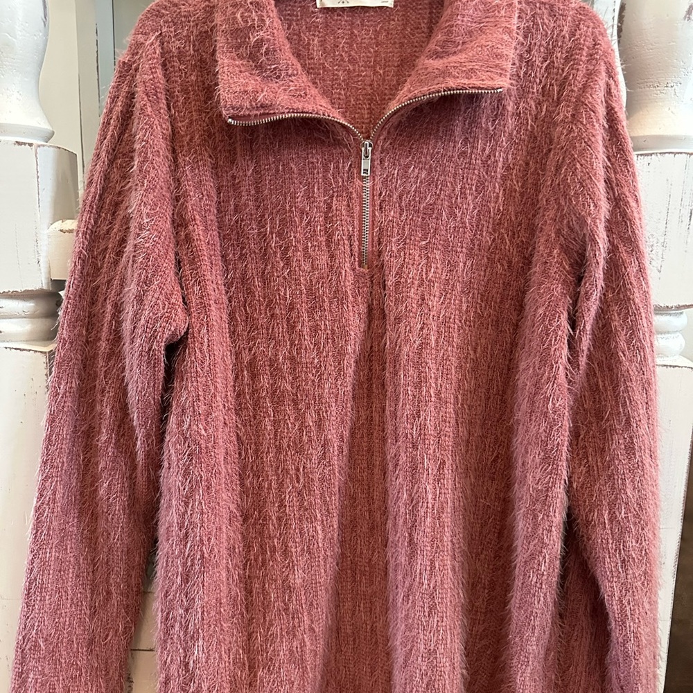 Women's Pink Fuzzy Sweater
